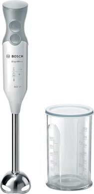 Mixeur plongeant Bosch ErgoMixx 600W: QuattroBlade, accessoires inclus.
