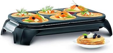 Tefal Crepe Maker: 6-cup, non-stick, Thermospot, compact design.
