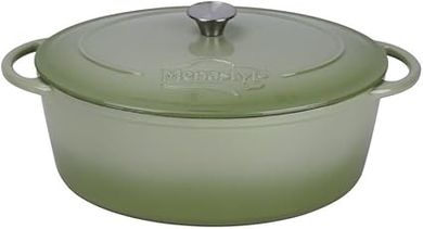 Cocotte ovale émaillée verte 9L
