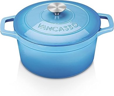 Cocotte en fonte émaillée Vancasso 4L, bleue ciel