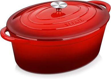 Cocotte en fonte ovale 7L émaillée, induction, rouge
