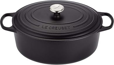 Le Creuset Cocotte Signature en Fonte Émaillée avec Couvercle, 35 cm, Ovale, 8,9 L, 7,375 kg, Noir Mat, 21178350000430