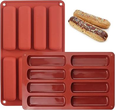 YXHZVON 2 pièces Moules en Silicone pour Barres à Céréales, 8 Cavités Moule Silicone Rectangulaire pour Brownie Gâteau au Fromage Chocolat Pain Muffin（Rouge）