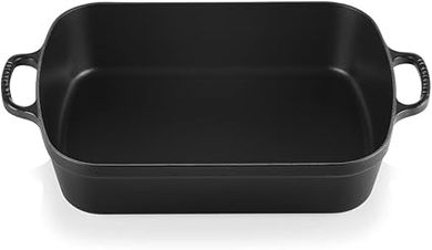 Le Creuset Plat Signature Rectangulaire en Fonte Émaillée, 37 cm, 6,6 L, 4,74 kg, Noir Mat, 20184370000422