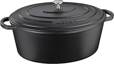 Cocotte ovale émaillée Calido 9,5L, induction, noir
