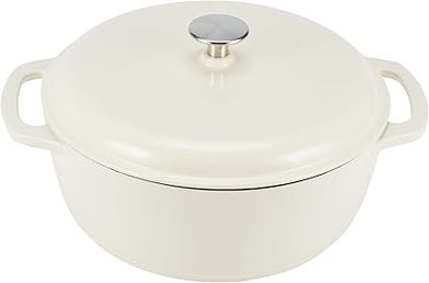 Amazon Basics 4.1L White Enamel Cast Iron Dutch Oven
