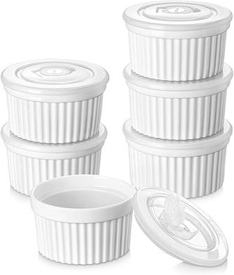 Ramequins Porcelaine Vancasso: 6x 300ml avec couvercles
