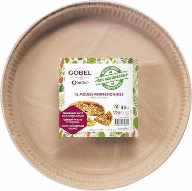 Gobel - Pack de 15 Moules Professionnels Tartes - Moules Jetables en Papier Naturel 100% Biodégradable - Compostables Après Usage - Adaptés au Four, Réfrigérateur, Congélateur