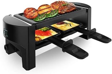 Raclette Grill Cecotec Pocket 3200 : 2 personnes, acier inox, antiadhésif.
