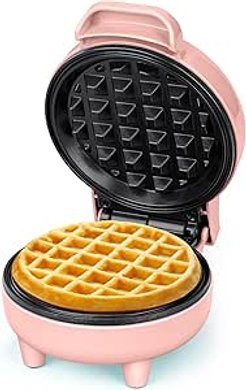 Mini-gaufrier SNAILAR : gaufres belges, compact & mignon (550W, rose)