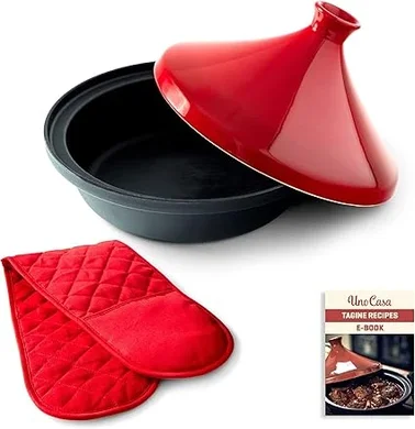 Tajine en fonte émaillée 3,5L, induction compatible.