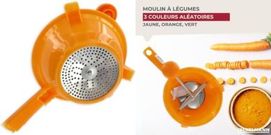 Fackelmann 2764150 Moulin à légumes 19 cm, Moulin à légumes, Acier Inoxydable, Plastique, Jaune, Orange, Vert, 19 cm