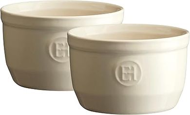 Emile Henry Eh024010 Le N°10 Set de 2 Ramequins Céramique Beige Argile 10,5 X 10,5 X 6 cm