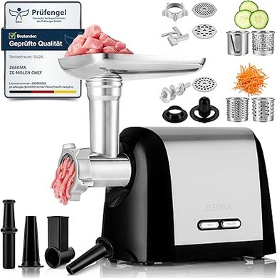 Hachoir électrique ZEEGMA Molen Chef 1900W: viande, saucisse, kubbe, 3kg/min