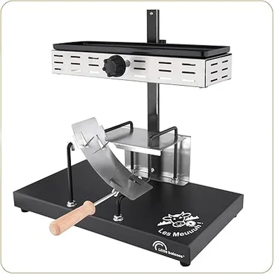 LITTLE BALANCE 8752 Savoyarde 1/2 meule Meuuuh…!, Raclette traditionnelle demi meule, 8 personnes, Rampe chauffante réglable, Grill, Sans PFAS, Antiadhésif, 850 W, Inox/Noir