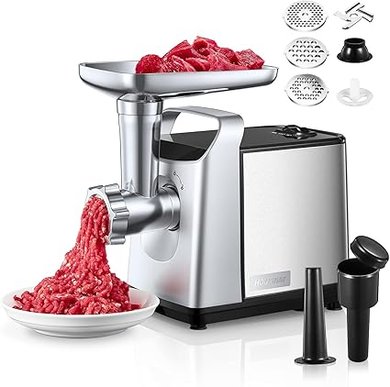 Hachoir électrique 3-en-1 inox, 1500W, 1,5kg/min