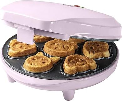 Mini-gaufres et cookies Bestron animaux rose: antiadhésif, 700W
