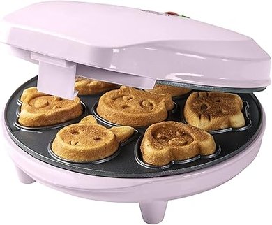 Mini-gaufres et cookies Bestron animaux rose: antiadhésif, 700W