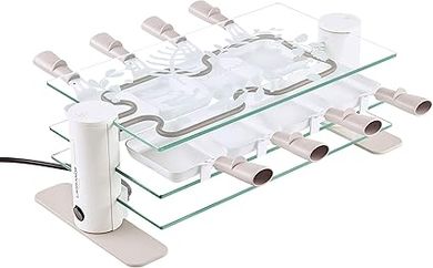 LAGRANGE Appareil à raclette 8 personnes, 1000 W, Plateaux verre, poêlons revêtements céramique, Repose poêlons intégré, Design épuré, Bouton marche/arrêt, 009819, Gris Perlé