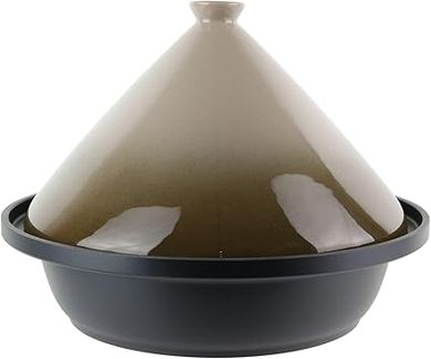 Taupe Round Cast Aluminum Tajine for Induction & Vitro-Ceramic Cooktops (30cm)
