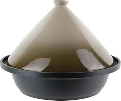 Taupe Round Cast Aluminum Tajine for Induction & Vitro-Ceramic Cooktops (30cm)