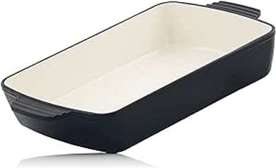 Mahlzeit Plat à four en fonte rectangulaire 3,8 litres | Blue Berry | en fonte émaillée | plat pour lasagne haut, plat à four, moule émaillé, plat fonte barbecue, plat gratin four, barbecue