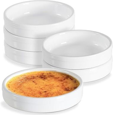 6 ramequins céramique 118ml, cuisson mini-tartes, sauces, blanc, 11.4cm
