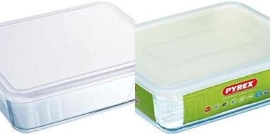 Plat Pyrex rectangulaire avec couvercle, 24x19x8 cm
