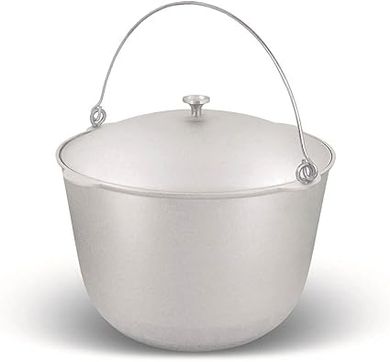 Cocotte aluminium 30L avec couvercle, pour feu de camp.
